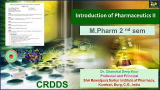 Introduction of Pharmaceutics II Lab and theory  MPharm 2 nd Sem CRDDS [upl. by Olinad]