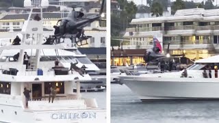 Navy SEALS Swoop Down From Helicopter to Yacht for Event [upl. by Crin]