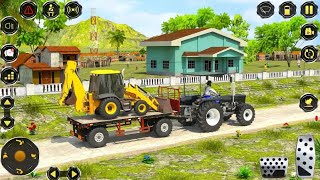 Drive JCB And Loading stones on Tractor Trolly  Excavator Driving Game  Android Gameplay [upl. by Opiak]