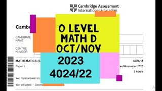 O Level Mathematics  D Paper 2 402422 OctNov 2023 [upl. by Noemad]