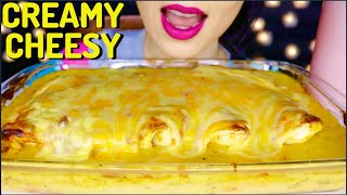 ASMR CHEESY CREAMY CHICKEN ENCHILADAS chicken wraps drenched in creamy cheese saucequot EATING咀嚼音  먹방 [upl. by Enylhsa]