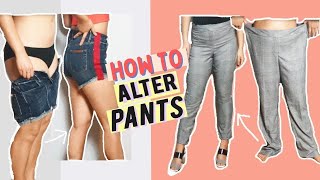 HOW TO ALTER PANTS TO FIT YOU PERFECTLY BASIC DIY ALTERATIONS [upl. by Alwitt546]