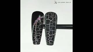 Black Crackle Nail Art  Juliana Nails tutorial [upl. by Culhert543]