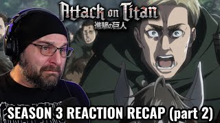 ATTACK ON TITAN SEASON 3 REACTION RECAP part 2 [upl. by Haiel]