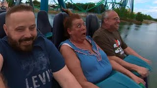 Terrified rider on Mako Roller Coaster  4K Reverse POV  SeaWorld Orlando [upl. by Graaf829]