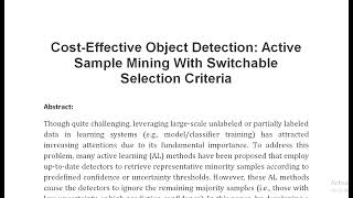 Cost Effective Object Detection Active Sample Mining With Switchable Selection Criteria [upl. by Ydor]