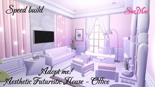 Pink Aesthetic 🌸 Futuristic House  Adopt me  Speed build  Office [upl. by Ahseym983]