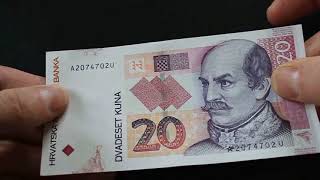 20 Croatia Kuna Radar Banknote  Fancy Serial Number [upl. by Ahtnamas]