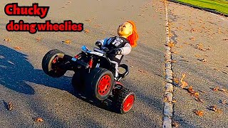 FIRST CHUCKY DOLL DOING WHEELIES WITH OUTCAST 8S [upl. by Deragon748]