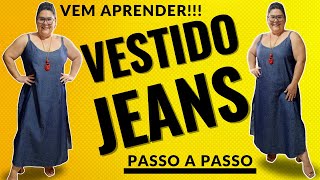 VESTIDO JEANS LONGO FÁCIL DE FAZER  COSTURA PARA INICIANTE  APRENDENDO COSTURAR COM K BARINI [upl. by Suoivatra]