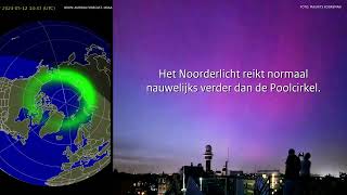 Noorderlicht komt zeldzaam zuidelijk boven Nederland door zonnestorm [upl. by Rintoul88]