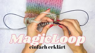 Mit MagicLoop stricken  mit langen Rundstricknadeln in Runden stricken für Ärmel Mützen Socken [upl. by Murry538]