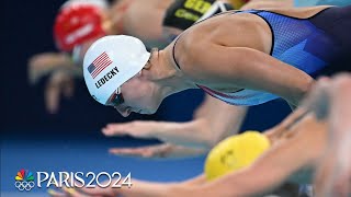 Katie Ledecky sends a message in 400m freestyle heat with late charge  Paris Olympics  NBC Sports [upl. by Esekram]