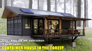 shipping container house  2 bedrooms  Nice view from the balcony  Tiny house full tour [upl. by Nwadrebma]