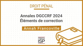 Annales DGCCRF 2024  Droit pénal [upl. by Midas]