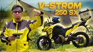 NEW CAMPING MOTORCYCLE REVEALED  Suzuki VStrom 250 SX [upl. by Goode]