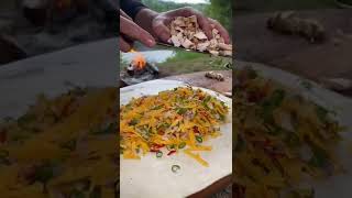 AlmazanKitchen Chicken Cheese Burrito Cooking in the Forest alm [upl. by Tigges185]