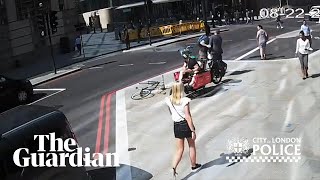 Cyclist headbutts pedestrian in London sparking police appeal [upl. by Eirojram]