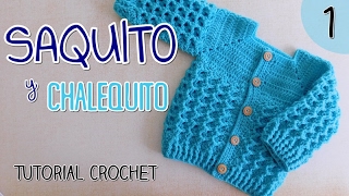 Ajuar Saquito chambrita chaleco tejido a crochet para bebes 12 [upl. by Etteluap]