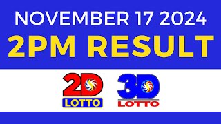 2pm Lotto Result Today November 17 2024  PCSO Swertres Ez2 [upl. by Tnelc]