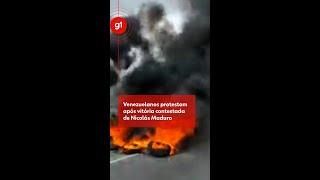 Manifestantes protestam em Caracas após vitória de Maduro ser declarada g1 noticias [upl. by Atteval]