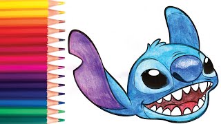 How to color STITCH from Disneys Lilo amp Stitch with Aquerelle pencils hard in 45 Min part 3 [upl. by Enialb]