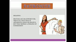 PATRONIZE Meaning Synonyms Antonyms Examples with Pictures [upl. by Cirdahc189]