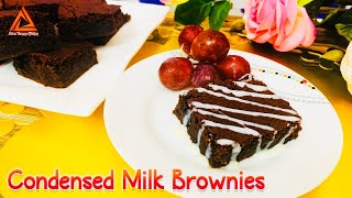 How to Condensed Milk Brownie Adees Yummy Kitchen Eggless Brownies Dessert [upl. by Yekcaj925]