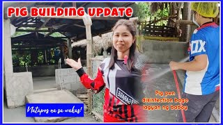 Pig building Construction Natapos na din sa wakas l How to disinfect our pig pen l Klarita Farm [upl. by Kensell986]