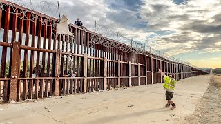 WOW Fed Up Man Stops People From Climbing Over Border Wall With A Ladder [upl. by Cormier]