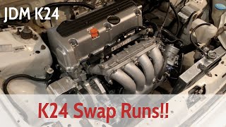 K24 Swapped 1995 Civic First Start  Civic K24 Swap Part 12 [upl. by Monson690]