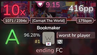 92⭐ worst hr player  Kobaryo  Bookmaker Corrupt The World 9628 1  416pp 10❌  osu [upl. by Belding889]