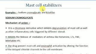 Antiasthmatic drugs Part8 Mechanism of action of Mast cell stabilizers  B pharma 6th semester [upl. by Dinin]