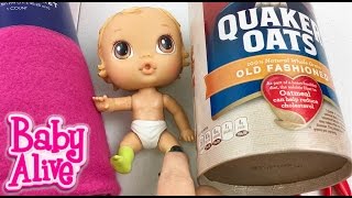 How to Make a Baby Alive Doll Cradle and Blanket with an Oatmeal Container [upl. by Runstadler]