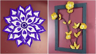 DIY Wall Art Crafts  Paper Flower Design amp Framed Golden Flower Decor [upl. by Roanna196]