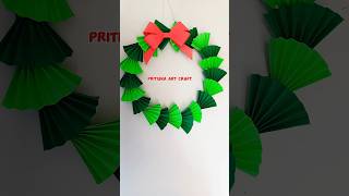 Paper wreath making easily💚❤️🎀 diy shorts wreaths pritishaartcraft [upl. by Eisenberg586]