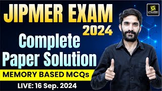 JIPMER Exam 2024 Complete PAPER Solution  Memory Based MCQs  Raju Sir  Utkarsh Nursing Classes [upl. by Htessil]