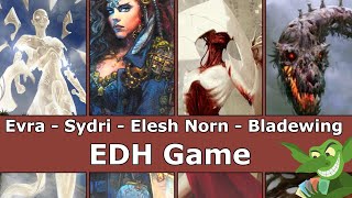 Evra vs Sydri vs Elesh Norn vs Bladewing EDH  CMDR game play for Magic The Gathering [upl. by Rentsch]