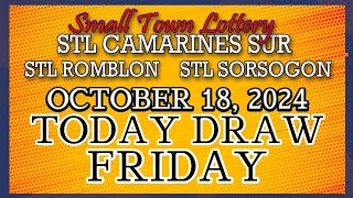 STL CAMARINES STL ROMBLON  STL SORSOGON RESULT TODAY DRAW OCTOBER 18 2024 [upl. by Comras]