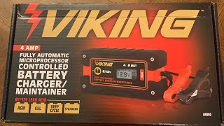 Harbor Freight  Viking 4 AMP Battery ChargerReview And Demo 63350 [upl. by Yreneh473]