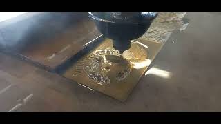 Waterjet cutting brass clock gear [upl. by Ilojne]