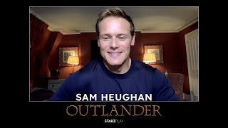 Sam Heughan talks Outlander season 6 Jamie Caitríona Balfe amp Sassenach whisky [upl. by Sunev]