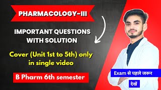 Pharmacology 6th semester important questions। Long amp short questions with solution। B Pharm। [upl. by Udenihc528]