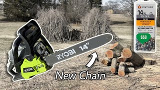 Ryobi 14quot Chainsaw Chain Replacement [upl. by Ahseekan]