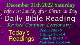 Revised Common Lectionary Dec 31 2022 Saturdays Daily Bible Reading [upl. by Berny]