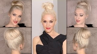 Top knot hair tutorial Gwen Stefani bun hairstyle [upl. by Elston501]