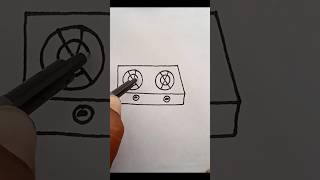 Simple drawing Gas ⛽ Gas Stove and cooker drawing youtubeshortsshortsvideoshorts [upl. by Wohlert280]