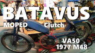 1977 BATAVUS VA50 Moped with Laura M48 Engine Clutch Install [upl. by Shirl]