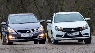 Lada Vesta и Hyundai Accent Solaris Сравнительный тест [upl. by Notelrac]