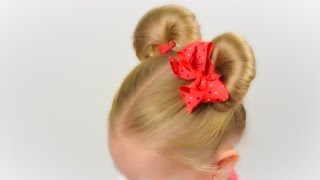 Minnie Mouse ears hairsyle Party hairstyle 6 LittleGirlHair [upl. by Olsewski]